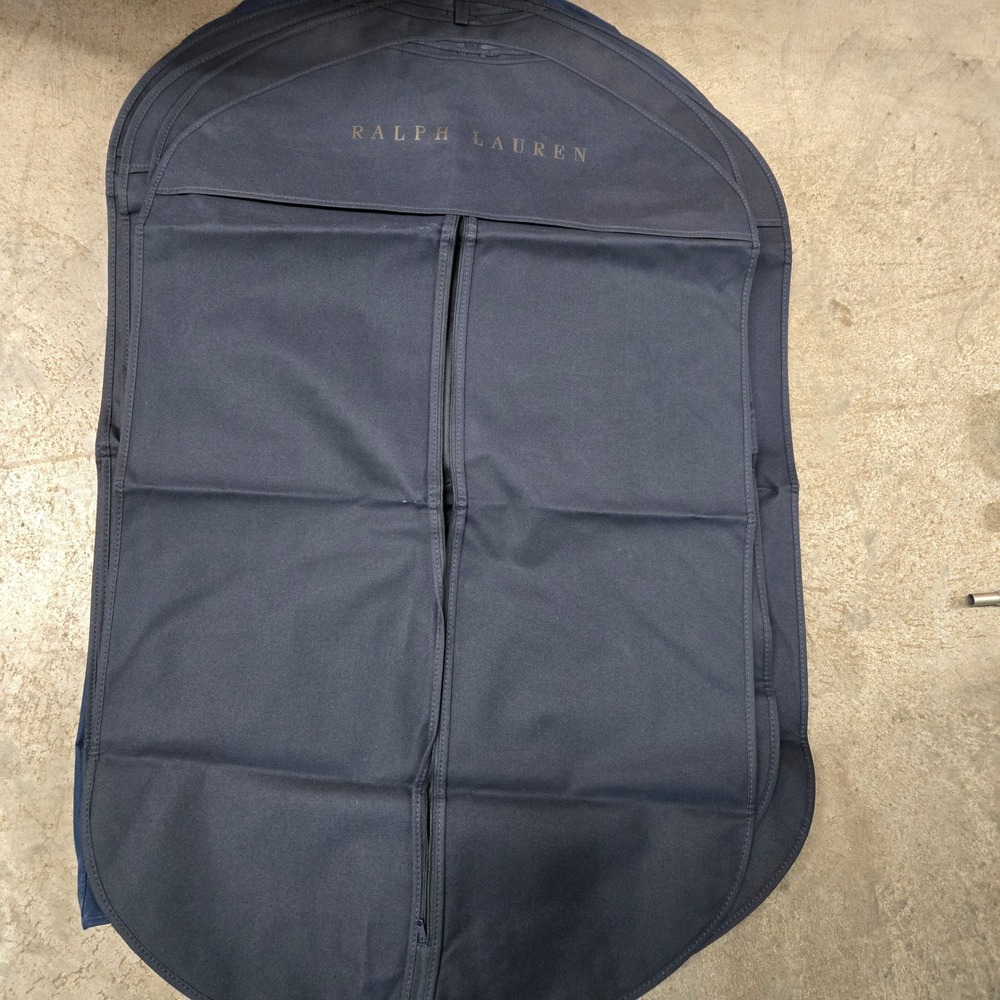 Ralph Lauren Navy Blue Canvas Garment Bag Suit Cover Travel Storage Logo